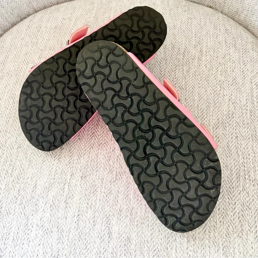Birkenstock Pink Patent Arizona Two-Strap Sandals